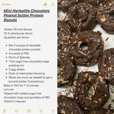 Healthy protein mini donuts Herbalife Mini Donut Recipe, Protein Donuts Herbalife, Herbalife Protein Donut Recipe, Herbalife Donut Recipe, Herbalife Desserts, Herbalife Treats, Physed Games, Herbalife Meals, Herbalife Shop