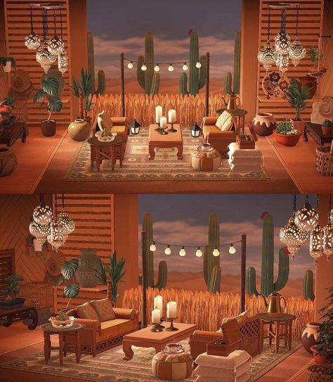 kassie ~ on Instagram: “A peaceful desert space for Coco to relax. 🌵 So so happy we have some desert/Moroccan items to play with now! Inspired by…” Acnh Rooms, Desert Inspiration, Dessert House, Cozy Gaming, Lay Outs, Acnh Ideas, Acnh Inspo, New Animal Crossing, Island Ideas