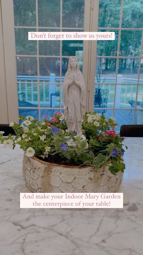 catholiccompany on Instagram: As we enter the month of May, we can honor Our Mother by creating our own indoor Mary garden with some of our beautiful Marian statues.… Mary Statue Garden, Marian Grotto, Catholic Garden, Marian Garden, Mary Garden, Indoor Flowering Plants, Mary Statue, Month Of May, Home Garden Plants