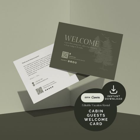 Wood Cabin Guests Welcome Card Template, Airbnb Welcome Note, Vacation Rental Host Canva Template, Modern Editable Airbnb Host Review Card Airbnb Brochure Design, Vacation Rental Welcome Binder, Airbnb Message Template, Airbnb Welcome Book Template Free, Vacation Rental Welcome Book, Vacation Rental Host, Welcome Basket, Welcome Note, Wood Cabin