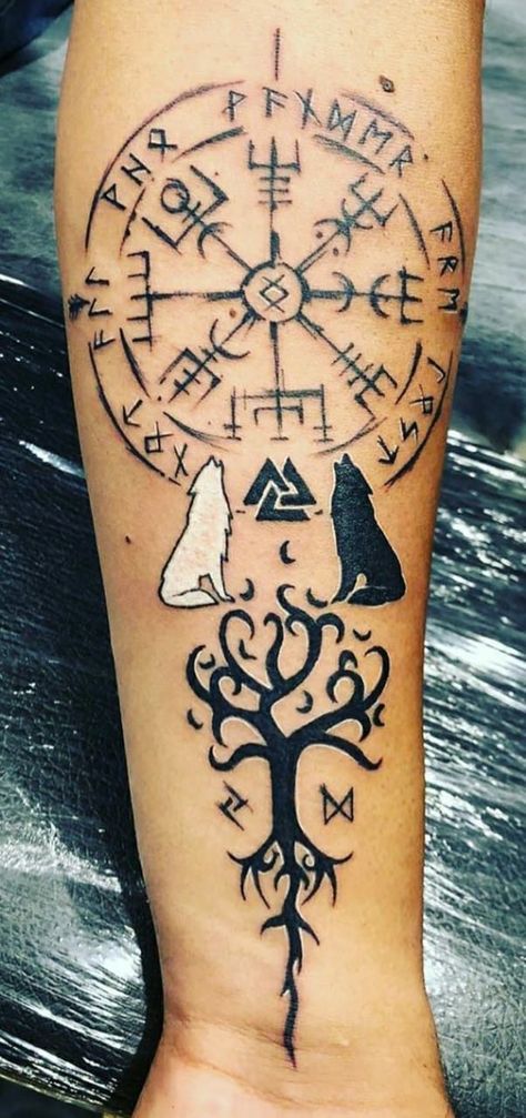 Viking Rune Tattoo, Norse Mythology Tattoo, Pagan Tattoo, Viking Tattoo Symbol, Viking Tattoo Sleeve, Rune Viking, Vikings Tattoo, Rune Tattoo, Norse Tattoo