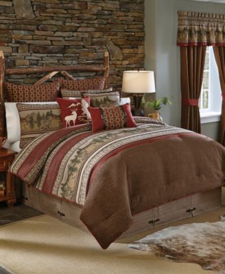 Croscill Oakwood Bedding Collection Western Style Bedroom, Log Cabin Bedrooms, Oversized King Comforter, Cabin Bedrooms, Western Comforter Sets, Cabin Room, Bed Idea, Country Style Interiors, Lodge Ideas