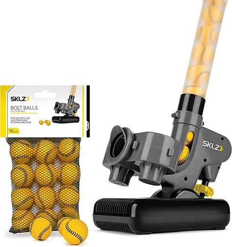 AmazonSmile: SKLZ Lightning Bolt Pro Pitching Machine + Bolt Balls 12 Pack, Baseball Batting Training Set : Everything Else Pitching Machines, Pitching Machine, Louisville Slugger, Baseball Pitching, Baseball Balls, Train Set, Lightning Bolt, Baseball Bat, Train