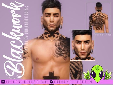 Geometric Rose Tattoo, Tropical Tattoo, Sims 4 Tattoos, Tattoo Skin, Tattoo Signs, 4 Tattoo, Back Of Shoulder Tattoo, Full Body Tattoo, Black Tattoo