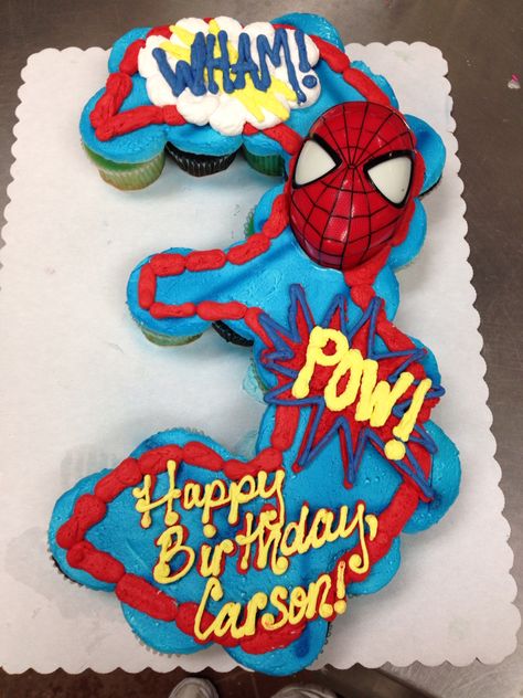 Spidey And Friends Sheet Cake, Spider Man Pull Apart Cupcakes, Spidey And His Amazing Friends Cupcake Cake, Spider Man Cupcake Cake, Spider Man Cupcakes, Spider-man Cupcakes, Spiderman Birthday Party Decorations, Spiderman Cupcakes, Spider Cupcakes