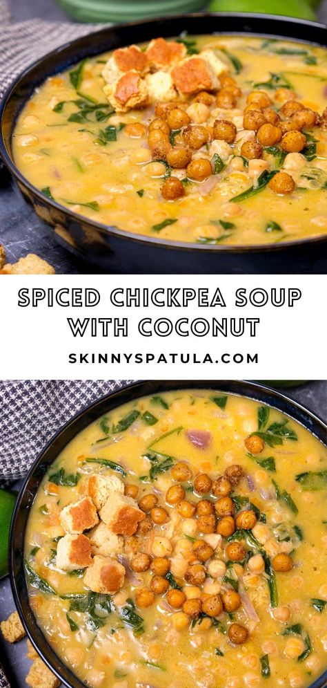 Spicy Chickpea Soup Recipes, Chickpea Chicken Soup, Cabbage Chickpea Soup, Coconut Chickpea Soup, Chickpea Lentil Soup, Kale Chickpea Soup, Cheakpeas Soup Recipes, Coconut Miso Chickpea Soup, Chickpea Curry Soup