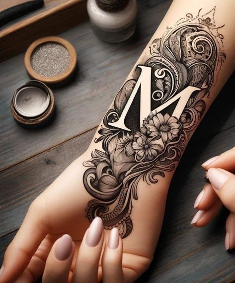 Cute Cover Up Tattoos For Women On Wrist, Letter A Tattoo Ideas For Women, Feminine Tattoo Sleeves Upper Arm, Tattoo Coverup Ideas For Men, Cover Up Tattoos For Women Arm, Wrist Mandala Tattoos For Women, Coverup Wrist Tattoo Cover Up, Hidden Letter Tattoos, Forarms Tattoo Designs