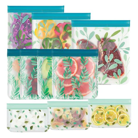 Reusable Food Storage Bags | Leakproof & Dishwasher Safe Snack Bags Fruit Cereal, Reusable Sandwich Bags, Meat Food, Reusable Lunch Bags, Store Snacks, Reusable Snack Bag, Freezer Bags, Freezer Burn, Food Storage Bags