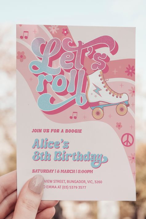 Rollerskating Party, 30th Roller Skating Party, Roller Skate Party, Roller Skating Birthday Party Ideas, Lets Roll Skate Party, Roller Skating Invitations, Roller Skate Birthday Party Zazzle, Rollerskate Invitation, Roller Disco Party Zazzle