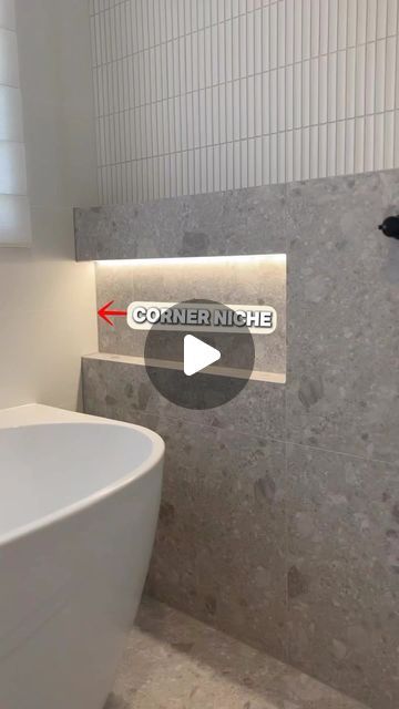 The Bathroom Guide on Instagram: "NICHE TIPS 👇🏼  🚀P.S If you want to learn how to create your own bathroom design using our structured design workflow methods… you’ll love our FREE 8 step video lesson design mini course!  💬 Comment “Mini” to get access now!  Corner niches are such a timeless feature!  Tips: 👉🏻 Tile Cohesion: Extend the wall tiles into the side of the niche. Whether using feature tiles or matching tiles, this creates a cohesive look.  👉🏻 Perfect Alignment: Build your niche at a height where it lines up perfectly with the grout lines for a clean, professional finish.  👉🏻 Creative Placement: Get creative! For example, aligning your niche with the edge of the shower screen can create a seamless, wall-to-wall appearance.  These tips will help you make the most of your Small Bathroom Niche Ideas, Niche Bathroom Wall, Bath Niche Ideas, Bathroom Niches Designs, Bathroom Half Wall Ideas, Niche Design Wall Bathroom, Toilet Niche, Bathtub Niche, Shower Niche Placement