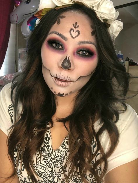 Diy Skull Makeup, Diy Sugar Skull, Sugar Skull Halloween Costume, Diy Skulls, Sugar Skull Halloween, Holidays Ideas, Makeup Lips, Skull Makeup, Skull Halloween