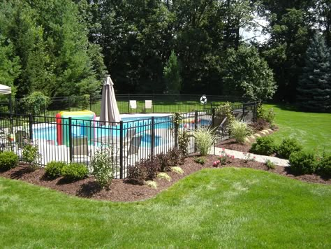 Landscaping around pool. All Natural Landscapes. Landscaping Around Patio, Fence Around Pool, Landscaping Around Pool, Inground Pool Landscaping, Landscaping Around House, Diy Garden Fence, Above Ground Pool Landscaping, Pool Picture, Backyard Pool Landscaping