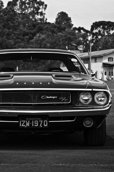 DODGE CHALLENGER 67' THE 2# AFTER THE FAMOUS  MUSTANG!!! By Abs the official channel™ Classic Dodge Challenger, Dodge Challenger 1970 R/t, 1973 Dodge Challenger, Car Black And White, Dodge Charger 1970, Dodge Challenger 1970, Dodge Challenger Rt, Challenger Dodge, Old School Muscle Cars