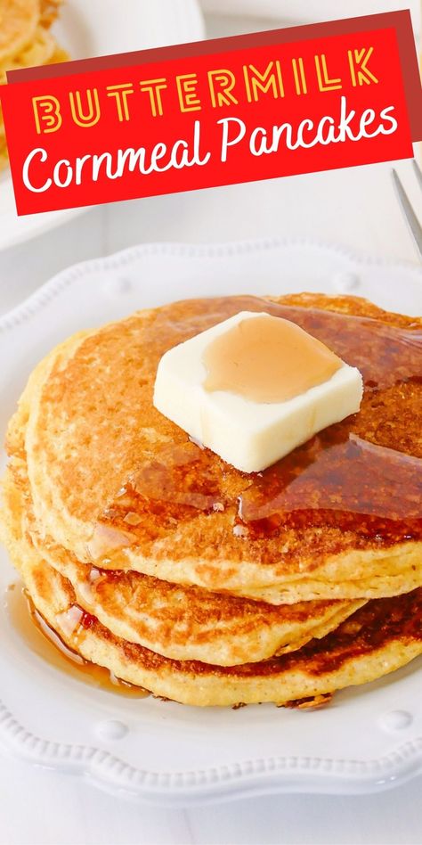 Gluten Free Cornmeal Pancakes, Pancake Recipe Fluffy, Cornbread Pancakes, Johnny Cakes Recipe, Johnny Cakes, Cornmeal Recipes, Cornmeal Pancakes, Freeze Pancakes, How To Cook Pancakes