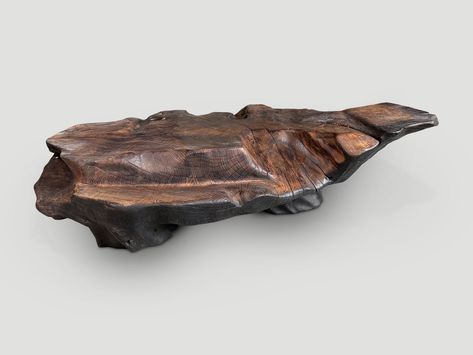 Charred Single Root Coffee Table 002MT - Andrianna Shamaris Organic Modern Furniture, Root Coffee Table, Modern Organic Design, Teak Coffee Table, Organic Wood, Modern Organic, Organic Design, Organic Form, The Leader