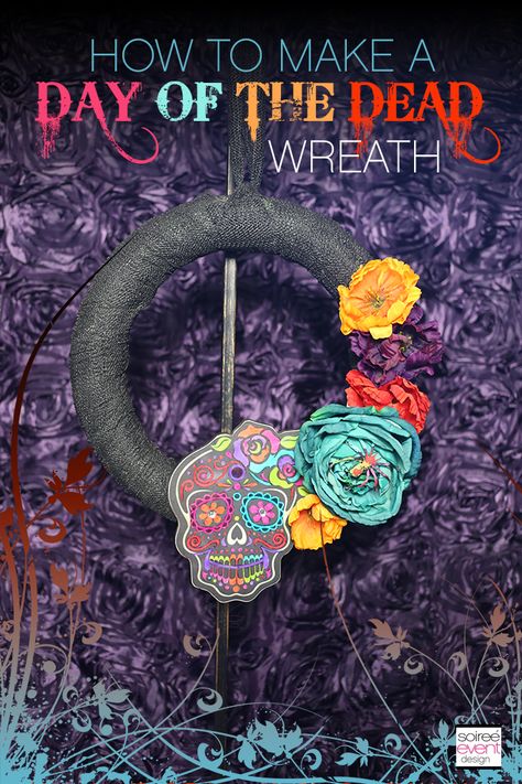 Day Of The Dead Wreath, Diy Day Of The Dead, Day Of The Dead Diy, Day Of The Dead Halloween, Decorate For Halloween, Holiday Finds, Skull Crafts, Diy Halloween Wreath, Mom Fall