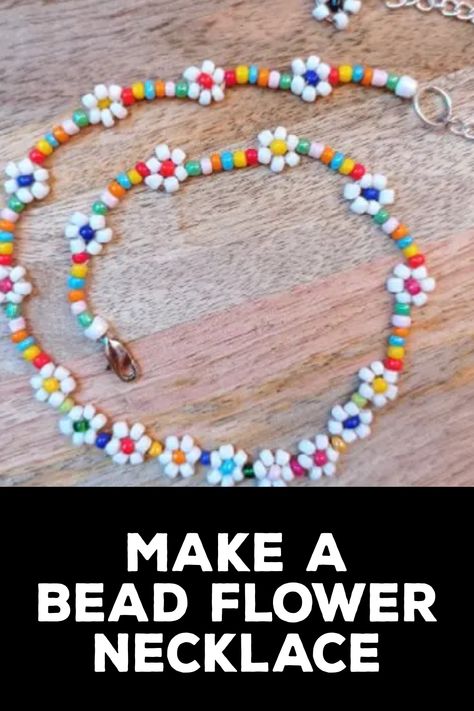 How to Make a Bead Flower Necklace How To Make Flower Necklace Beads, Bead Flower Necklace, Diy Crafts To Do At Home, Flower Necklaces, Bead Flower, Crimp Beads, Necklace Patterns, Craft Jewelry, Beading Needles