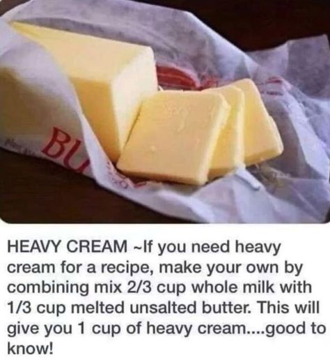 Homemade Heavy Cream, Heavy Cream Substitute, Heavy Cream Recipes, Cajun Recipes Authentic, Cooking Substitutions, The Slow Roasted Italian, Homemade Condiments, Baking Substitutes, Food Substitutions