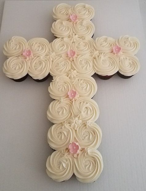 Cross Cupcakes, Baptism Cupcakes, Christening Cupcakes, Cake Paris, First Holy Communion Cake, Holy Communion Cakes, Confirmation Party, Cross Cakes, Religious Cakes