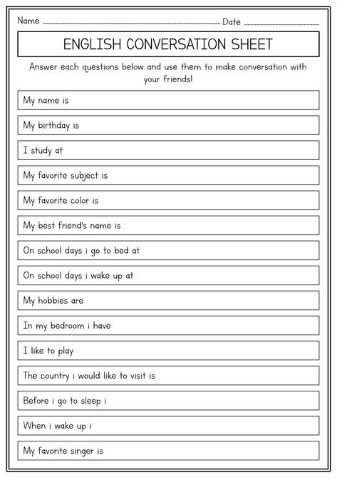 Esl Questions For Adults, Conversation Worksheets English, Back To School Art Activity, Speaking Prompts, Worksheets For Adults, Pastel Techniques, Scientific Method Worksheet, Spanish Words For Beginners, English Grammar Notes