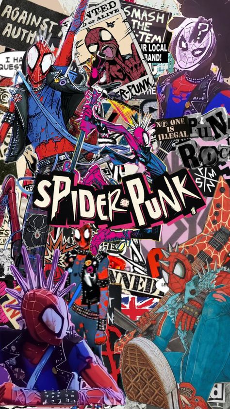 Punk Wallpaper, Spider Punk, Iphone Wallpaper Vsco, Spiderman Theme, Pizza Art, Spaider Man, Punk Poster, Black Spiderman, Spiderman Artwork