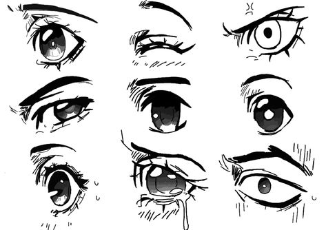 How To Draw Hot Eyes, Scared Anime Expression, Cold Eyes Anime, Scared Anime Eyes, Scared Eyes Reference, Scared Anime Face, Eye Reference Drawing Male, Ibispaint Eyes, Scared Eyes Drawing