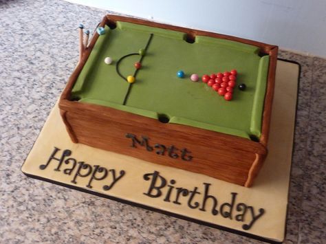 Pool Table Cake Snooker Cake, Pool Table Cake, Birthday Cake Tutorial, Sports Cakes, Pool Cake, Snooker Table, Sport Cakes, Birthday Cakes For Men, 50th Birthday Cake