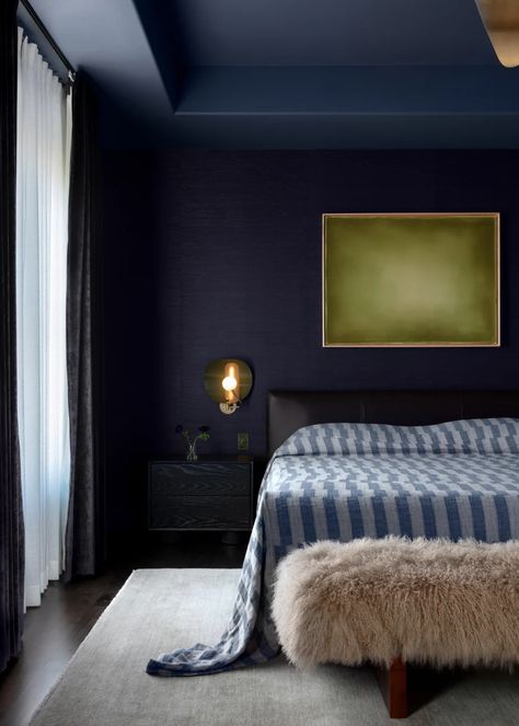 7 Common Design Mistakes Making Your Home Feel Less Cozy — And How to Fix Them Moody Blue Bedroom, Color Drenching, Blue Bedroom Design, Plush Furniture, Modern Couple, My Bedroom, Color Pairing, Blue Bedroom, Bedroom Colors