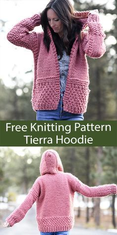 Hoodie Knitting Pattern, Hooded Cardigan Pattern, Mama In A Stitch, Irish Moss Stitch, Ladies Cardigan Knitting Patterns, Ladies Knitting Patterns, Web Pattern, Knitting Patterns Free Sweater, Knit Cardigan Pattern