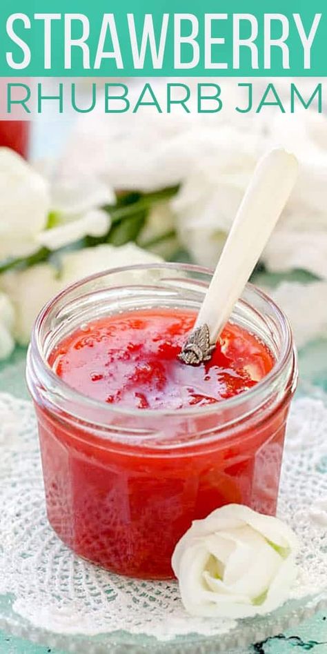 Rhubarb Margarita, Canning Jams, Easy Jam Recipe, Fruit Butters, Rhubarb Jam Recipes, Strawberry Vinaigrette, Easy Jam, Strawberry Rhubarb Jam, Recipe For Summer