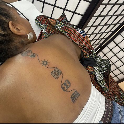 African Tattoo Symbols, West African Tattoos For Women, Nigeria Tattoo Ideas, Haitian Art Tattoo, Ashanti Tattoo, Ghanaian Tattoo Ideas, Ghana Tattoo Ideas, Kenyan Tattoo, Nigerian Tattoos