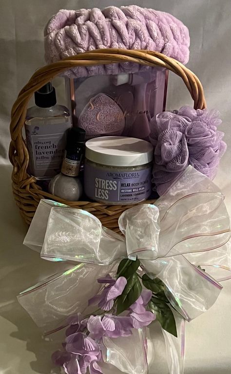 Are you looking for the perfect gift for someone special in your life? This is the perfect pampering gift basket for graduation, mother's day, bridal showers, birthdays, retirement, Valentine, self-care etc.  This gift basket includes 8 pieces:  1 Wicker Basket 1 12 oz. Aroma Essential Lavender/Chamomile Body Scrub 1 Facial Cleaning Kit 1 4.5 oz. French Lavender Aromatherapy Pillow Spray 1 Lavender/Chamomile Bath Bomb 1 Lavender Soft Headband 1 Lavender Loofah 1 33 oz. Ocean Water Essential Oil Spa Kit Gift, Mothers Day Basket, Mother's Day Basket, Women Self Care, Spa Basket, Mothers Day Baskets, Mother's Day Gift Card, Mom Gift Basket, Spa Gift Set