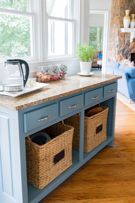 Blue Cabinets Tan Counters, Brown Granite Countertops Blue Cabinets, Blue Kitchen Cabinets Brown Granite, Blue Kitchen Cabinets With Brown Granite, Blue Cabinets With Brown Granite, Blue Cabinets Brown Granite, Blue And Brown Kitchen Ideas, Open Kitchen Cabinets Ideas, Brown Kitchen Ideas