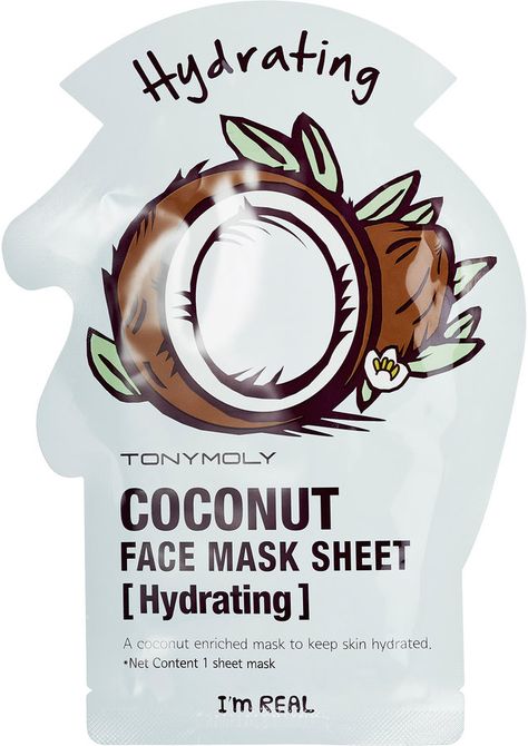 Coconut Face Mask, Face Mask Sheet, Moisturizing Face Mask, Hydrating Face Mask, Japanese Skincare, Mask Sheet, Makijaż Smokey Eye, Homemade Face Masks, Tony Moly