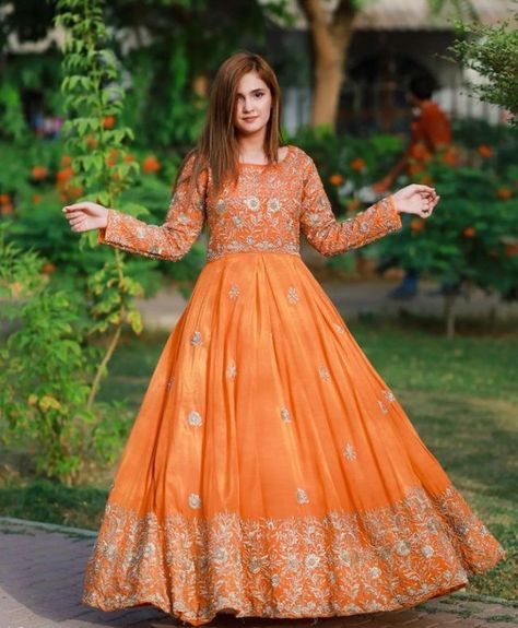 #fashion #gowndress #fancy #partywear #frock #orange Orange Frock, Fancy Frock, Fancy Frocks, Gowns Dresses, Tulle Skirt, Victorian Dress, Girl Fashion, Girls Dresses, Orange