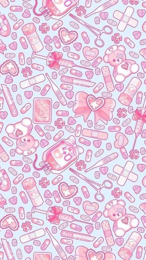 Medicalcore Wallpaper, Yami Kawaii Art Wallpaper, Hospitalcore Wallpaper, Nurse Background Aesthetic, Cute Nursing Wallpaper, Medicalcore Aesthetic, Menhera Wallpaper, Wallpaper Hospital, Cute Gothic Wallpaper