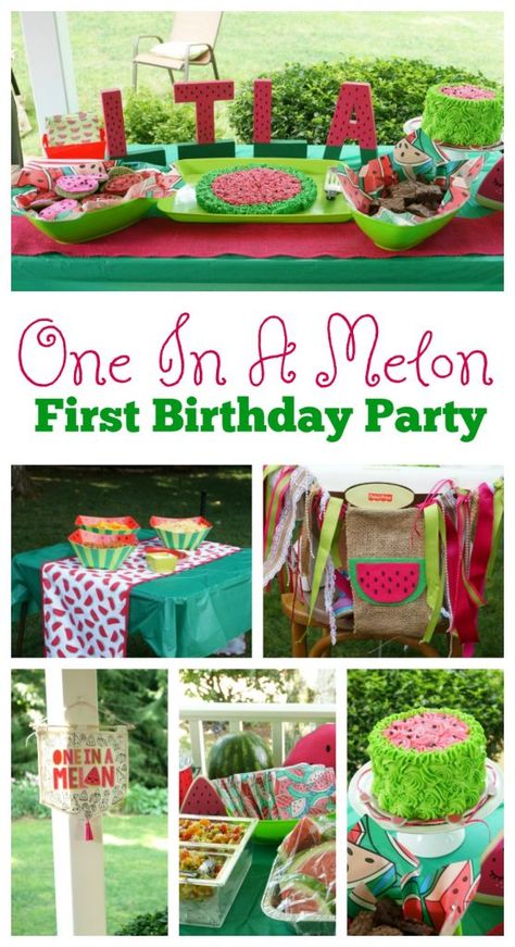 Melon First Birthday Party, Watermelon Party Ideas, Watermelon Birthday Party Theme, One In A Melon Birthday, First Birthday Theme, Watermelon Birthday Parties, Watermelon Party, One Year Birthday, 1st Birthday Party Themes