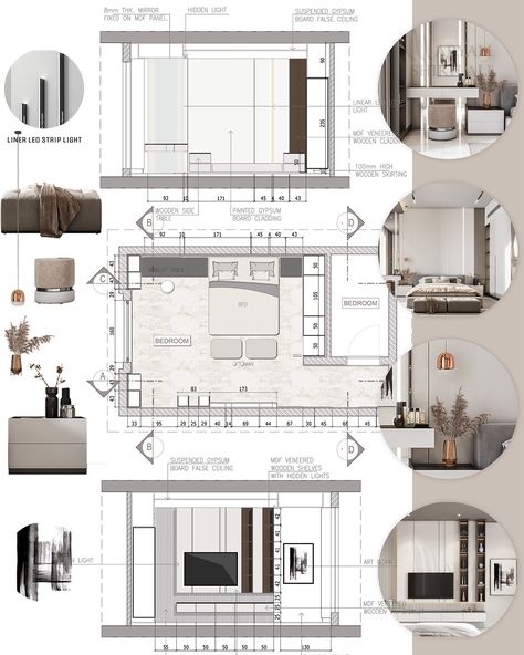 Master bedroom (Apamia) Dubai :: Behance Interior Architecture Details, Interior Design Sheet Presentation Ideas, Detail Drawing Architecture, Kitchen Details Drawing, Interior Details Drawing, Bedroom Elevation, Room Design Drawing, Behance Interior, Drawing Interior Design