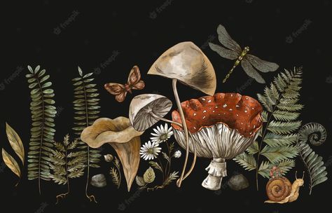 fern and mushroom botanical drawing - Yahoo Image Search Results Mushroom Background, Fb Cover Photo, Cottagecore Wallpaper, Amanita Mushroom, Dragonfly Painting, Door Mat Outdoor, Forest Mushrooms, Fern Forest, Mushroom Wallpaper