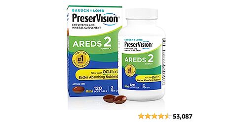 Amazon.com: PreserVision AREDS 2 Eye Vitamin & Mineral Supplement, Contains Lutein, Vitamin C, Zeaxanthin, Zinc & Vitamin E, 120 Softgels (Packaging May Vary) : Health & Household Eye Supplements, Vitamin Brands, Vitamin And Mineral, Eye Vitamins, Organic Supplements, Product Must Haves, Healthy Eyes, Vitamins And Supplements, Health Vitamins