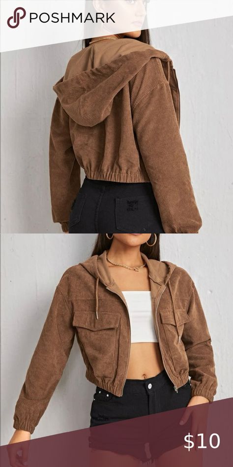 SHEIN Womens Brown Corduroy Crop Jacket XS Flare Jean Outfit, Cotton Jackets Women, Shein Jackets, Brown Corduroy, Flared Jeans, Cotton Jacket, Crop Jacket, Jean Outfits, Flare Jeans