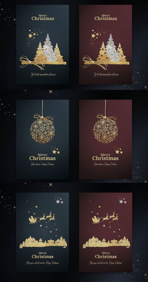 Greeting Card Christmas Design, Christmas Card Business, Christmas Illustration Design, Luxury Christmas Cards, Christmas Fonts Free, Foil Christmas Cards, Gold Foil Christmas, Christmas Greetings Card, Invitation Layout