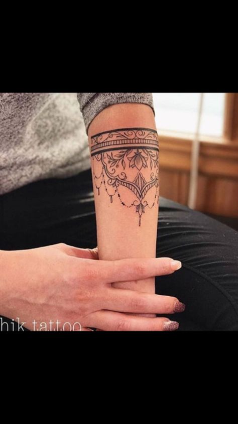 Armband tattoo Arm Cuff Tattoo, Cuff Tattoo, Forearm Band Tattoos, Polynesian Tattoos, Geometric Tattoos, Inspiration Tattoos, Arm Band Tattoo, Tattoo Bracelet, Band Tattoo