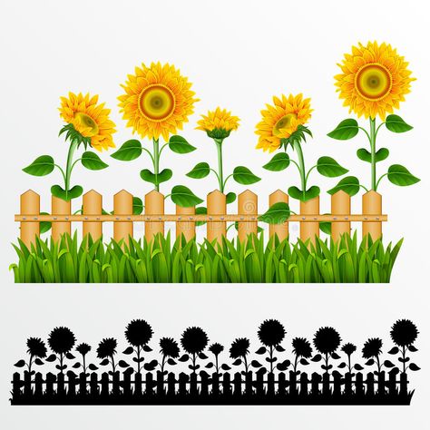 Border royalty free illustration Sunflower Template, Fence Border, Flower Fence, Garden Clipart, Planting Sunflowers, Sunflowers Background, Sunflower Clipart, Graduation Crafts, Clip Art Library