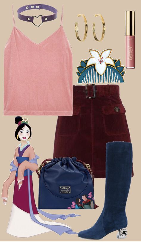 Mulan Modern Outfit, Mulan Outfit Ideas, Mulan Inspired Outfit, Mulan Halloween, Mulan Disneybound, Mulan Aesthetic, Mulan Outfit, Disney Princess Tea Party, Pocahontas Outfit