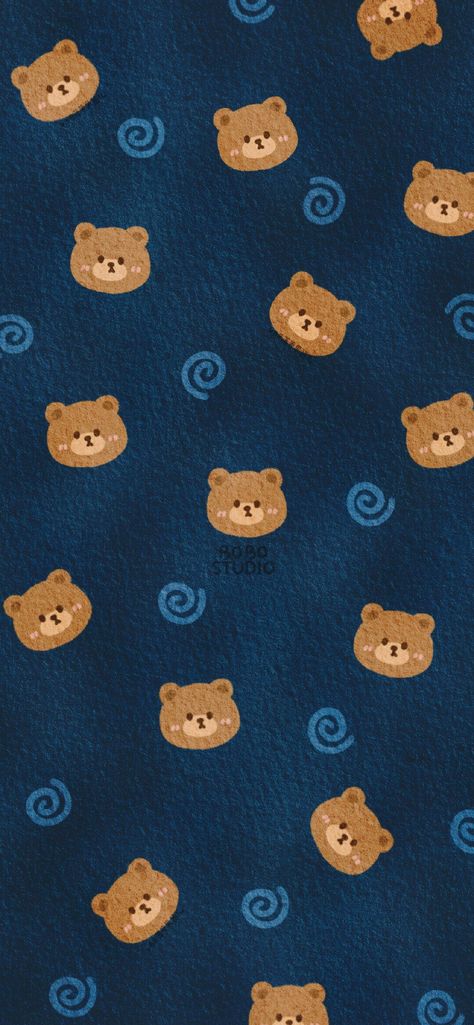 Blue Bear Aesthetic Wallpaper, Teddy Bear Pattern Wallpaper, Brown And Blue Aesthetic Wallpaper, Blue Teddy Bear Wallpaper, Blue Bear Wallpaper, Brown And Blue Wallpaper, Brown Blue Aesthetic, Bear Aesthetic Wallpaper, Bear Wallpaper Iphone