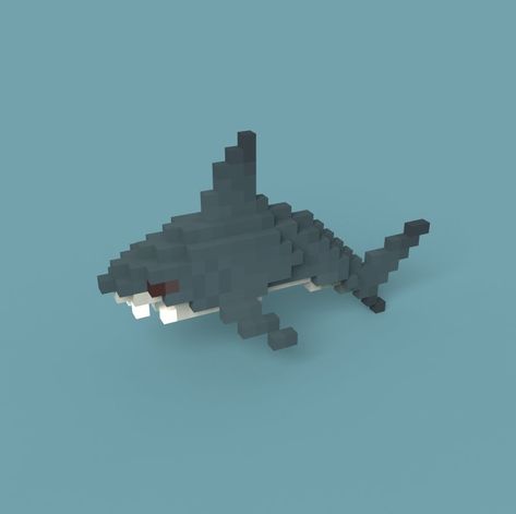 Minecraft Fish Sculpture, Minecraft Shark Build, Minecraft Sea Creature Build, Minecraft Pufferfish, Shark Minecraft, Zoo Blueprints, Minecraft Underwater Statue, Shark Lego, Blueprints Minecraft