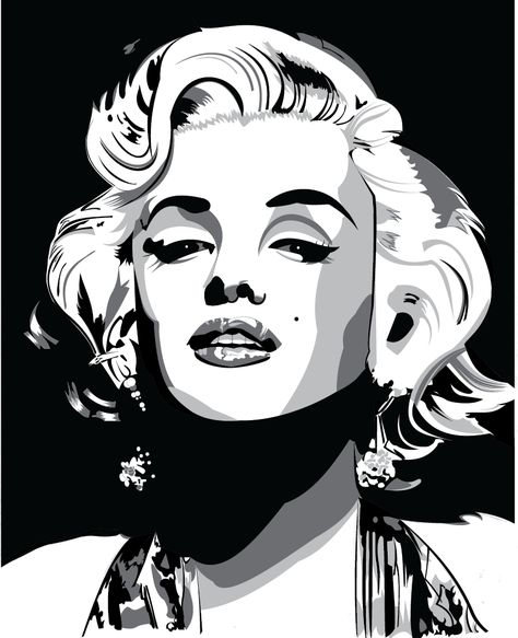 Black And White Drawing Ideas, Stencil Drawings, Pop Art Black And White, Drawing Ideas Aesthetic, Portrait Template, White Drawing, Vector Drawing, Black And White Drawing, About Art