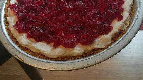 Cranberry Cream Pie II Recipe - Allrecipes.com | Allrecipes Cranberry Pie Recipes, Rum Raisin Ice Cream, Fresh Cranberry Sauce, Delicious Holiday Desserts, Fresh Cranberry, Cranberry Pie, Cream Cheese Pie, Cranberry Cream Cheese, Cranberry Chutney