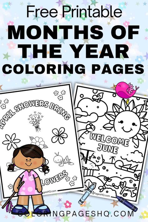 Free months of the year coloring pages are perfect for homeschool lessons, teachers, kids activities, road trips, or a fun afternoon of relaxation Spring Word Search, Homeschool Lessons, People Coloring Pages, Summer Words, Spring Words, Affirmations For Kids, Homeschool Lesson, Months Of The Year, Cool Coloring Pages